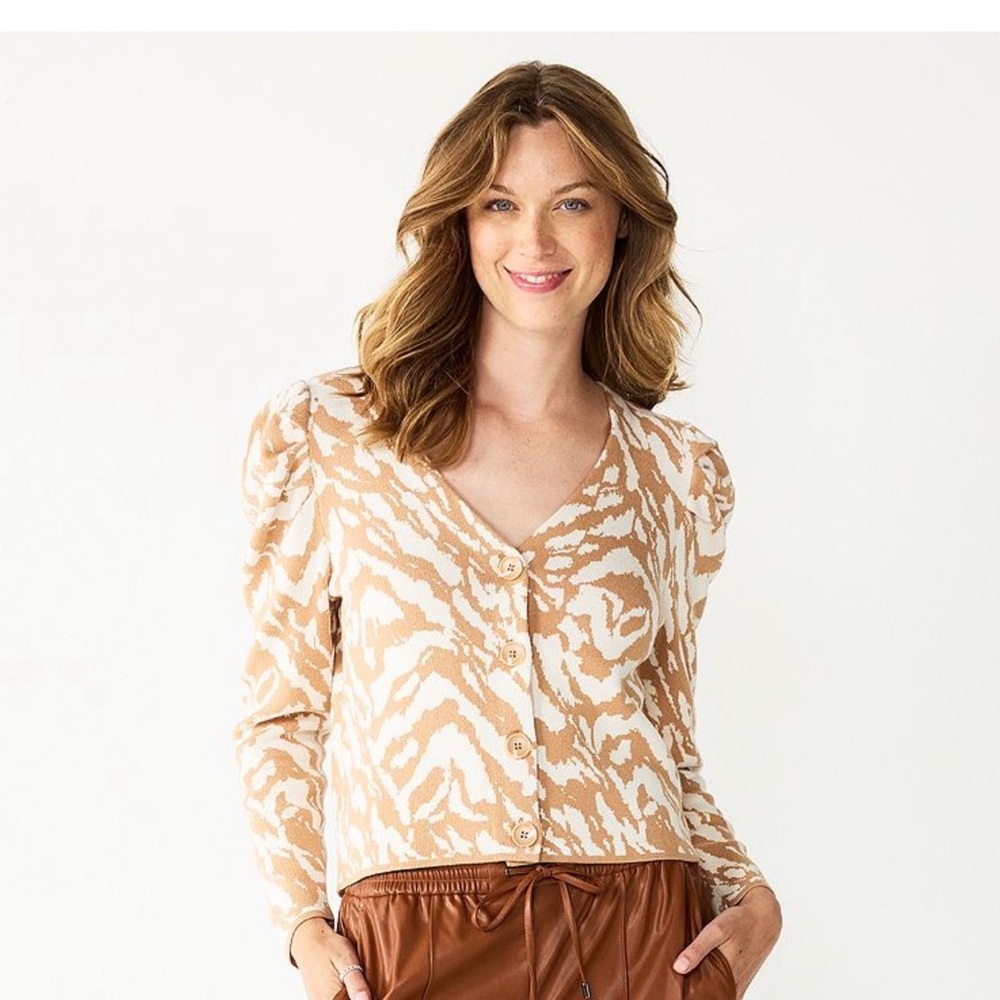 Nine West Tan and Cream Knit Sweater